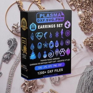 1200+ DXF Plasma laser Cnc Machines Earrings Set,Fassion Tassel Earrings,Earrings For Birhtday Part Gift,Assorted Styles Svg,Jpg,Dxf,Eps,Png