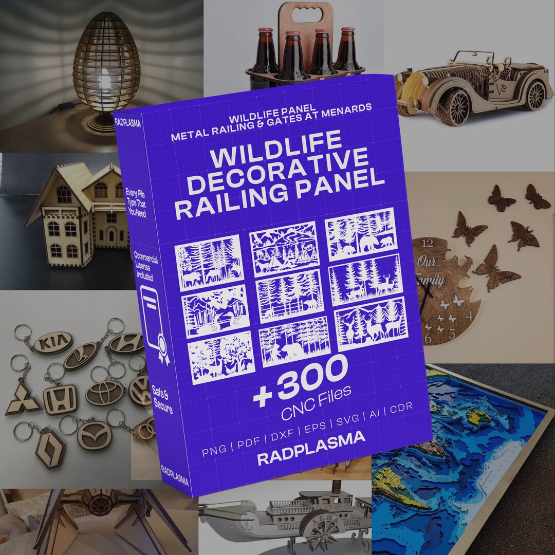 300+ DXF Plasma Laser CNC Wildlife Decorative Files: Railing Panels ...