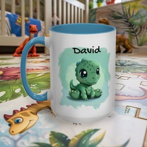 Personalized Baby Dinosaur Mug, Dinosaur Mug, Dinosaur Lover, Gift for Kid, Jurassic Period, Dino Mug, Cute Baby Mug, Baby Dino, (11, 15oz)