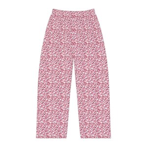 Frauen Pyjama Hose Pink Blumen Design