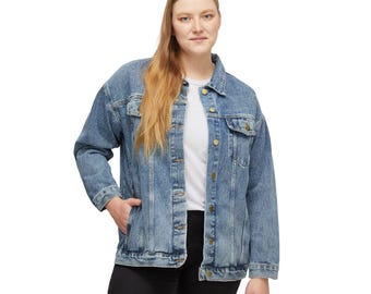 Oversized Denim Jacket: Women's Vintage-Style Blue Jean Jacket