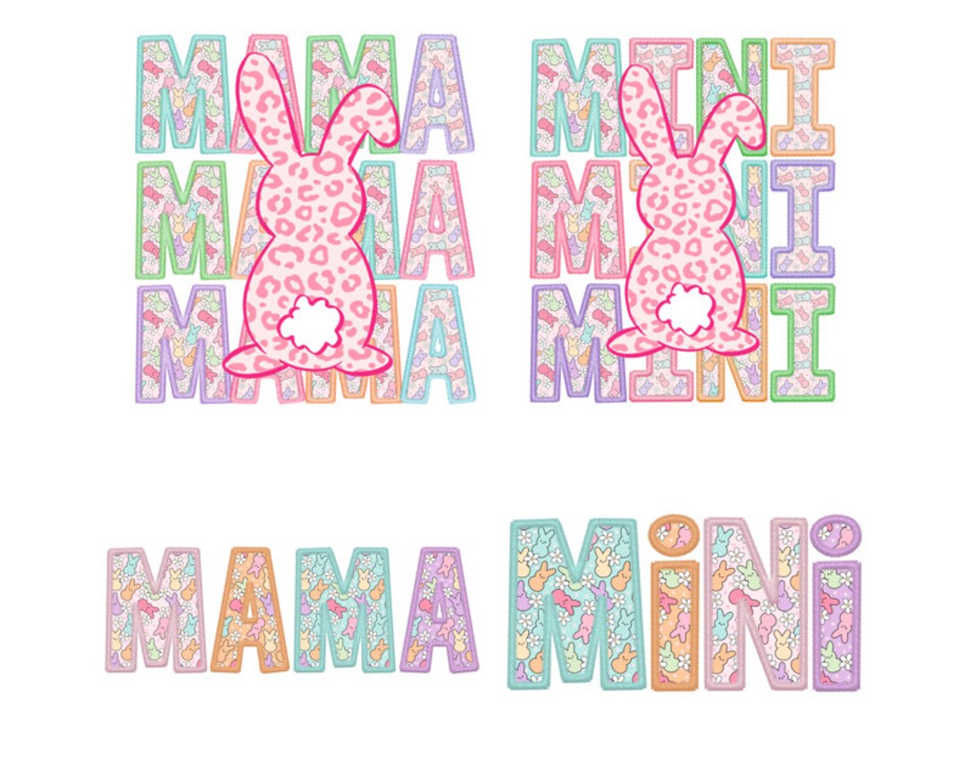 Easter Mama Bunny Mini Bunny Retro Easter Sublimation Vintage Cheetah ...