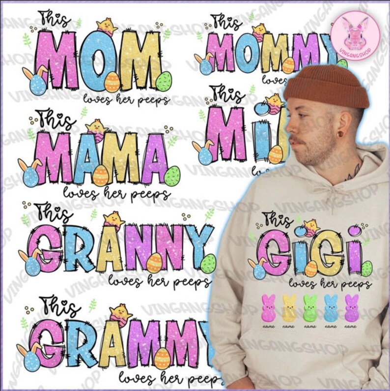 This MAMA Loves Her Peeps PNG, Mama Easter Shirt Design, Easter Day PNG