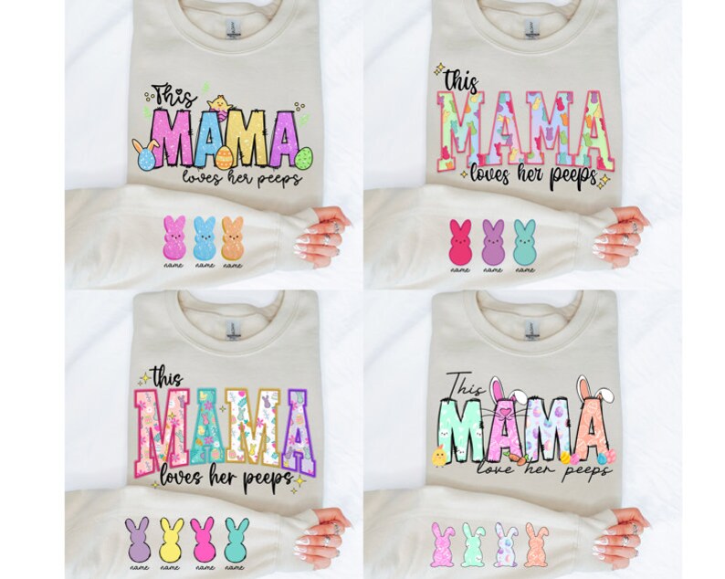 This MAMA Loves Her Peeps PNG, Mama Easter Shirt Design, Easter Day PNG