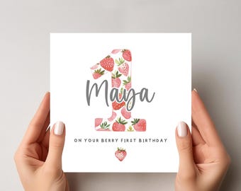 Personalized Berry First Birthday Card: Daughter, Niece, Granddaughter