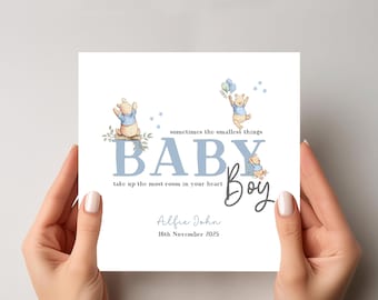 Tarjeta personalizada de osito Winnie the Pooh: recién nacido