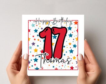 Tarjeta de cumpleaños número 17 personalizada para él: Diseño de estrella
