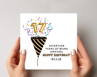 Tarjeta personalizada de 17 cumpleaños: hijo, nieto, sobrino, hermano
