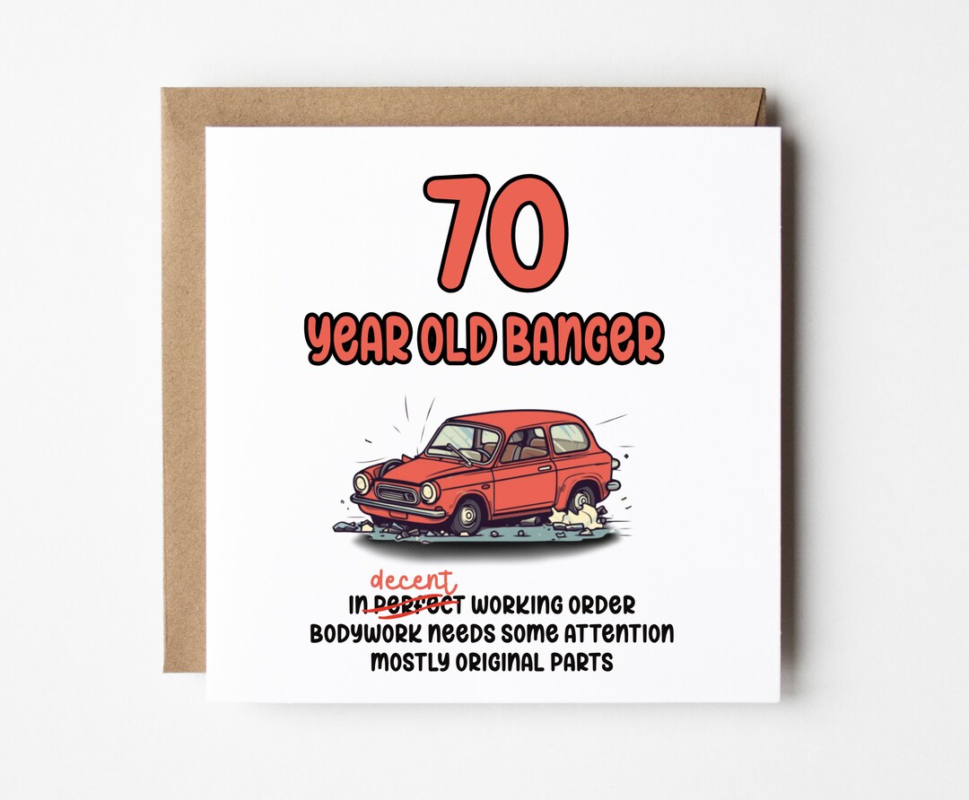Funny 70th Birthday Card for Him , 70 Year Old Banger, Original Parts ...