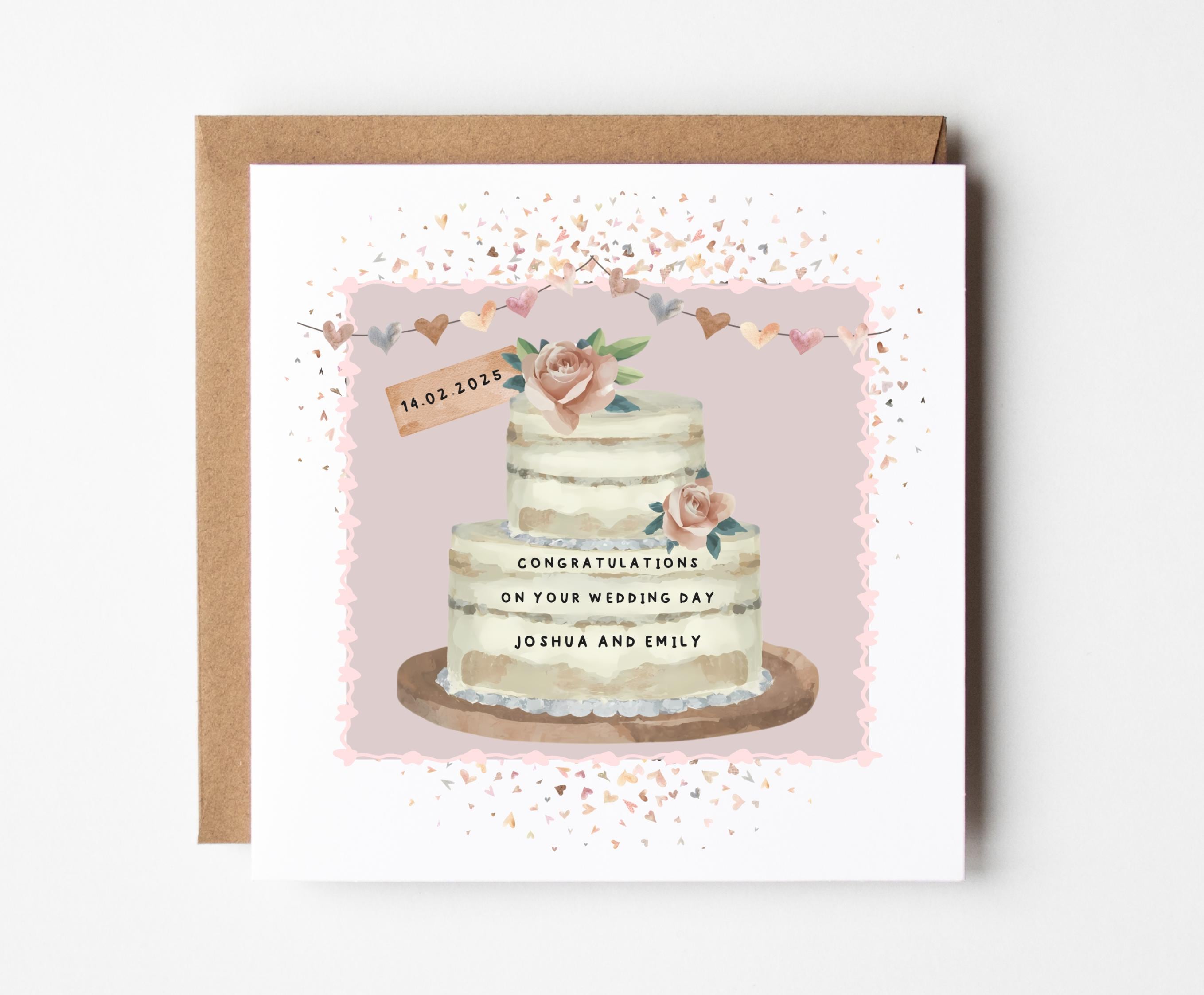Personalized Wedding Cake Card: Rustic Congratulations Card - Etsy