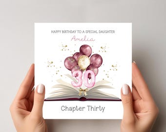 Tarjeta personalizada de 30 cumpleaños: amante de los libros, hija, hermana