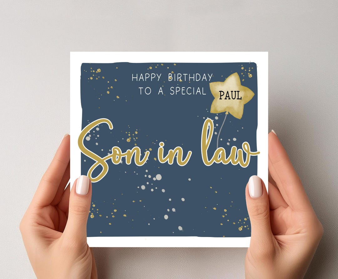 Personalised Special Son in Law Birthday Card - Happy Birthday - Navy ...