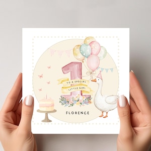 Personalised Goose 1st Birthday Card: Daughter, Niece, Granddaughter