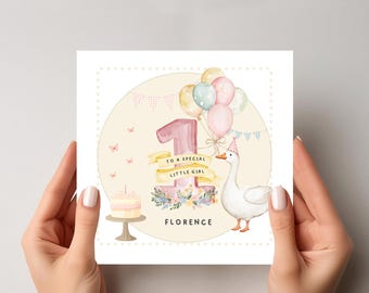 Personalised Goose 1st Birthday Card: Daughter, Niece, Granddaughter
