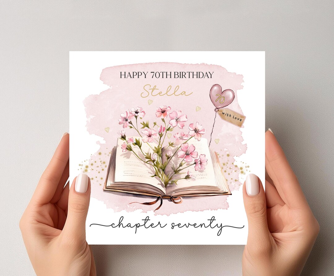 Personalised 70th Birthday Card – Floral Book Lover Gift - Etsy UK
