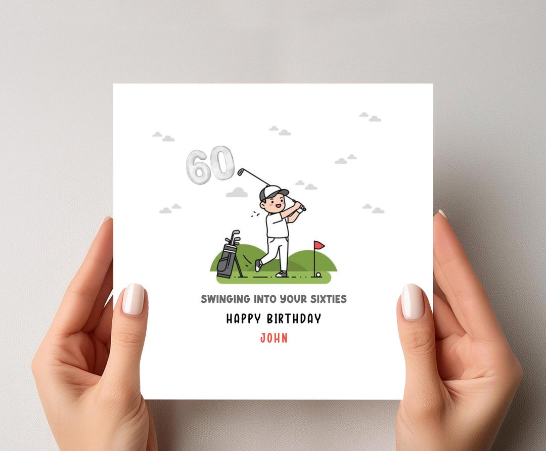 Personalised 60th Birthday Golf Card: Funny Pun Swinging Sixties Card ...
