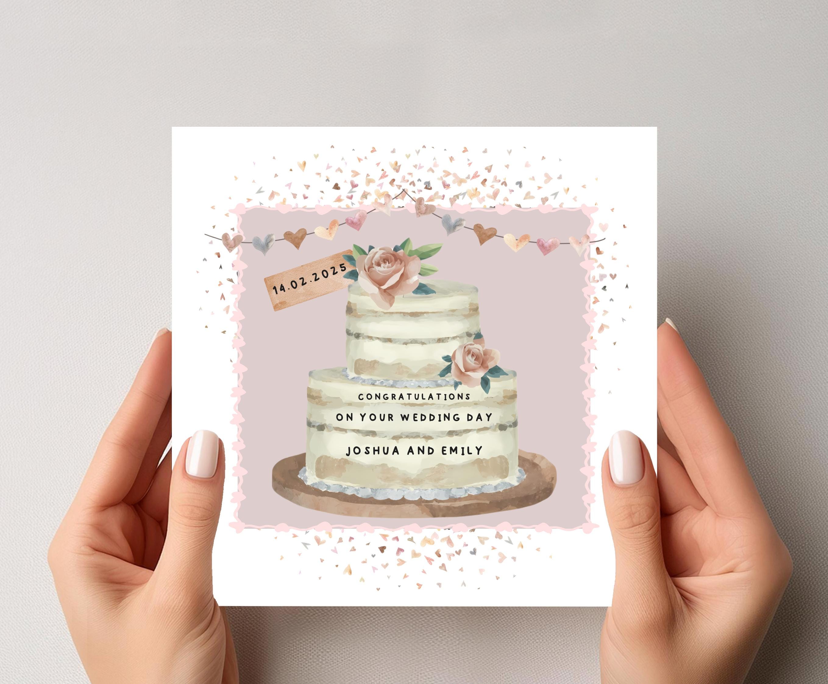 Personalized Wedding Cake Card: Rustic Congratulations Card - Etsy