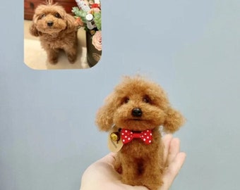 Custom Needle Felted Poodle Dog Figurine,Custom Wool Felting Dog Portrait,Custom Felt Animals/Pets,Stuffed Dog Plush,Dog Memorial Loss Gift