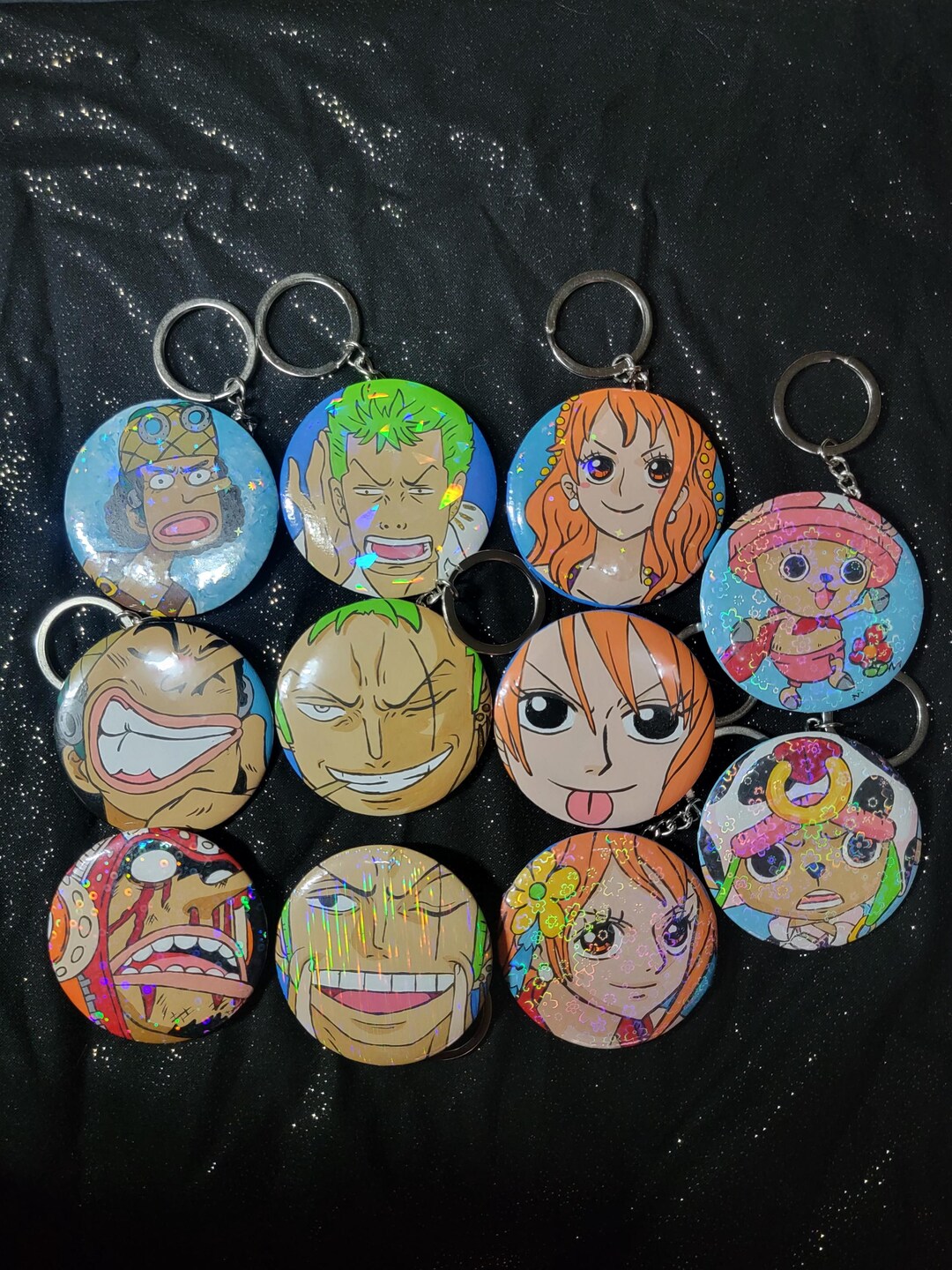 Hand Painted Character Button Keychains - Etsy