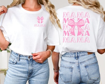 Mama Coquette Shirt, Coquette Bow Shirt, Coquette Varsity Mama Shirt, Pink Coquette Shirt, Mama Shirt, Coquette Shirt, Mother&#39;s Day Gift