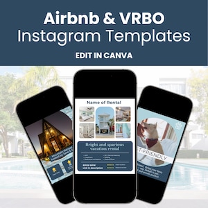 Instagram Post Templates for Airbnb & Vrbo Hosts, Vacation Rental Social Media Content, Short-term Rental Marketing, Canva Editable Template