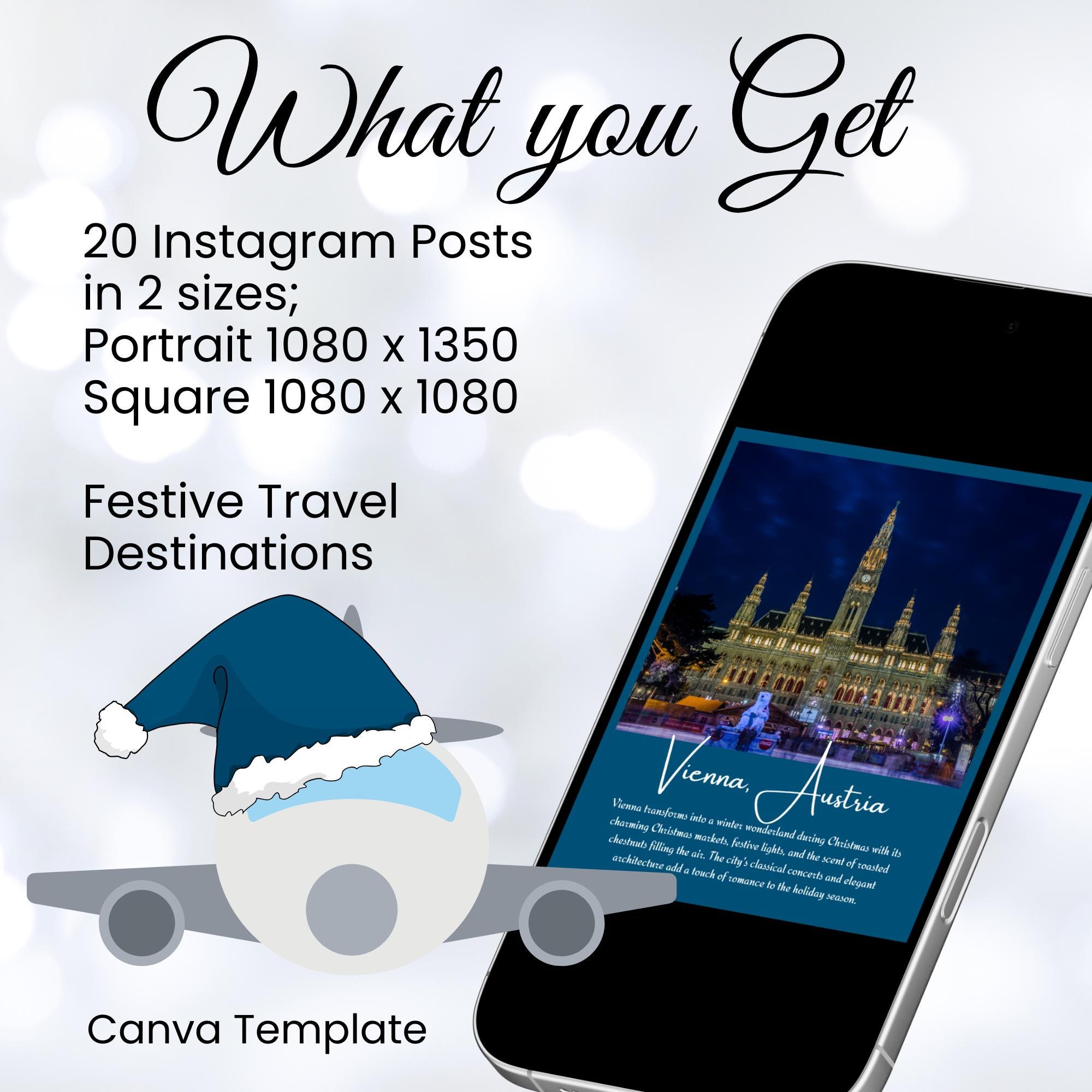 Travel Instagram Post Canva Template, Christmas Social Media Content ...