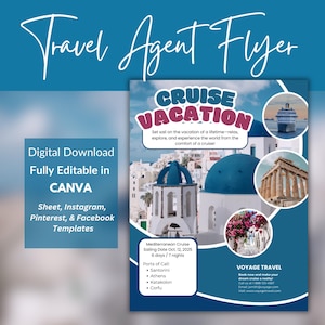 Travel Agent Flyer Template, Travel Agency Instagram and Facebook post, Travel Agency Marketing, Cruise Flyer, Edit in CANVA