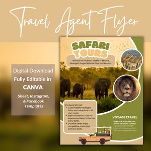 Plantilla de volante para agencia de viajes, publicación de Instagram y Facebook para agencias de viajes, marketing para agencias de viajes, edición en CANVA