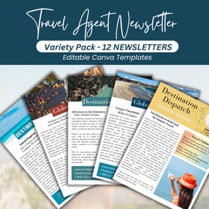 Travel Agent Newsletter Canva Template, Travel Agency Marketing Email Content, Done for You Travel Content for Clients, Variety Value Pack