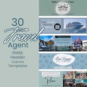 Reisebüro E-Mail-Header Banner, Reisebüro Marketing, professionelle Header-Designs für das Reisegeschäft, bearbeitbare Canva Vorlage