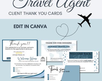 Travel Agent Thank You Card, Travel Advisor Digital and Printable Thank You Card, Travel Agency Promotional Material, Client Thank you Note