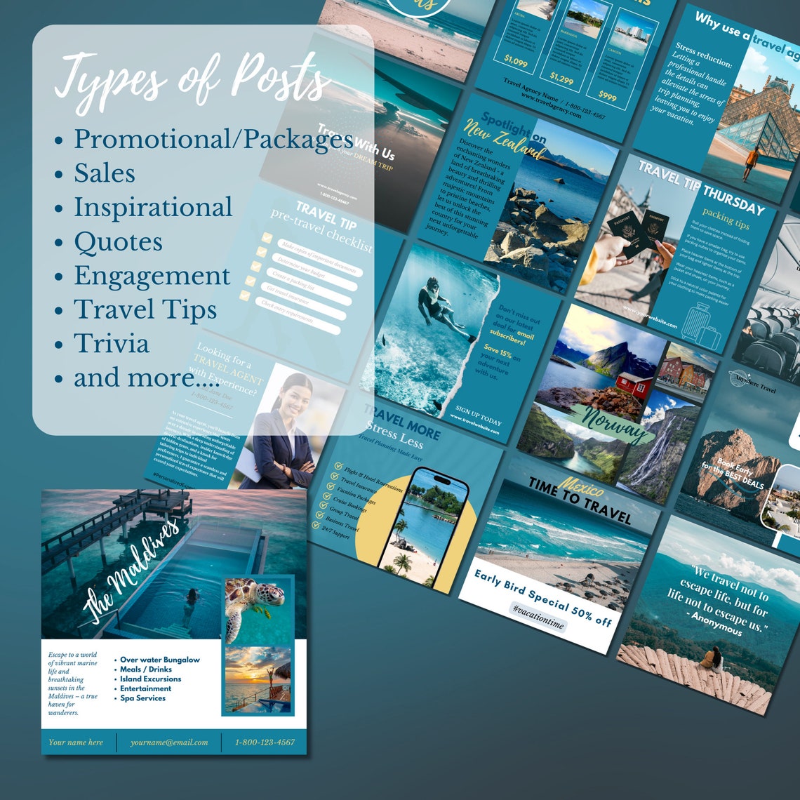 Travel Agent Instagram Template, Travel Social Media, Travel IG Posts ...