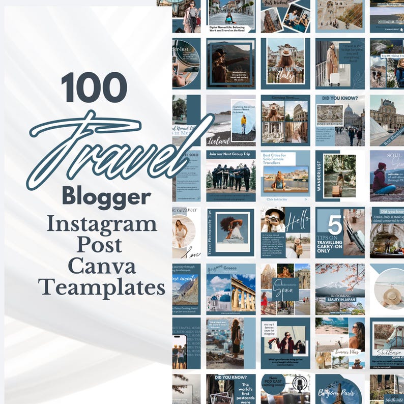 Travel Instagram Post Template, Travel Blogger Social Media Content ...