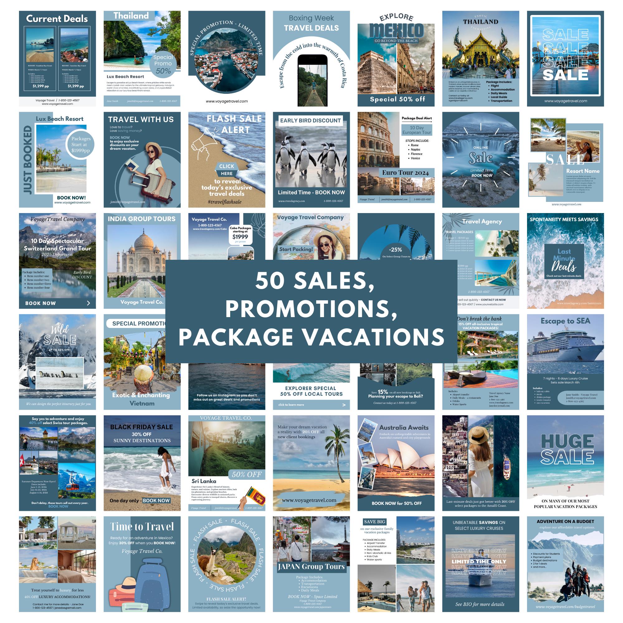 Travel Agent Instagram Posts Template Bundle, Travel Blogger Social ...