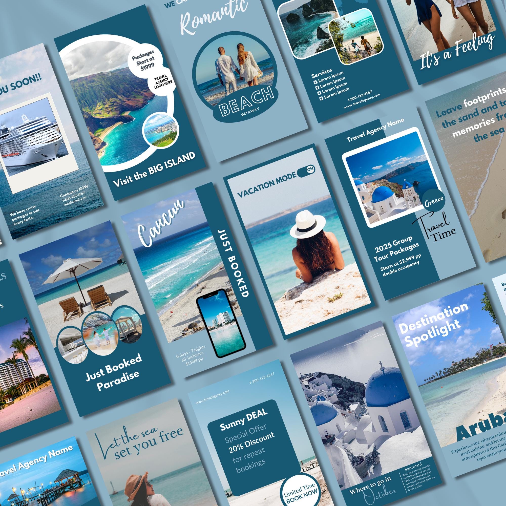 Travel Agent Social Media Template Bundle, Travel Marketing, Travel ...