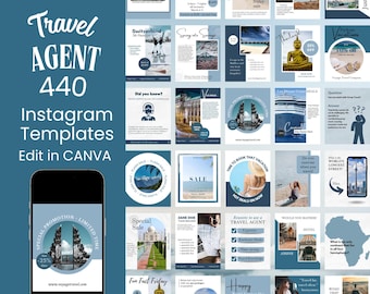 Travel Agent Instagram Editable Canva Template Bundle