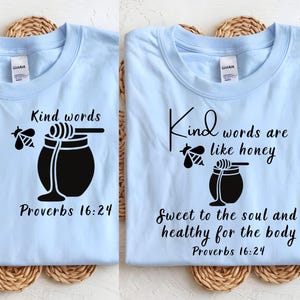 Vriendelijke woorden zijn als honingspreuken 16:24 instant SVG PNG digitale download christelijke bijbelteksten opstrijkbare inspirerende bijbelvers