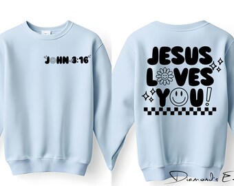 Jesus Loves You John 3:16 SVG PNG | Christian Bible Verse Shirt Design | Faith Cricut Cut File | Digital Download