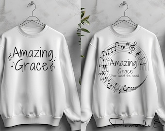 Amazing Grace How Sweet the Sound SVG | Christian Song Lyric Design | Faith PNG Cricut Cut File | Digital Download