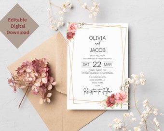 Wedding Invitation Bundle Template Set-CANVA EDITABLE, easy to use, beautiful colors, printable, unique design