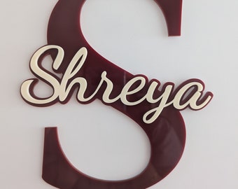 Personalised Acrylic Double Layered Name Plaque, Wall/Door Sign, Children/Baby Plaque Nursery Playroom Gift, Christmas, Teacher, Student