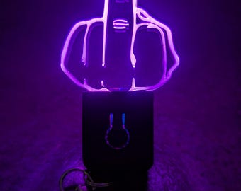 Middle Finger LED Keychain Keyring, Multi-Colour changing - Funny Secret Santa Gift, Stocking Filler, Joke Gift for Work or Family, Boss
