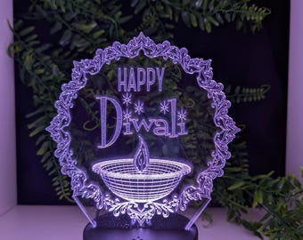 LED Diwali Acrylic Light with base | Deepawali | Gifting | Family | Friends | Decoration | Personalised option