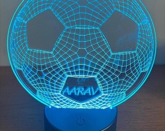 Personalised LED football night light with Base | Footballer Light | Fan | Birthday | Boy/Girl | Stunning | Gift Idea| Custom | Name