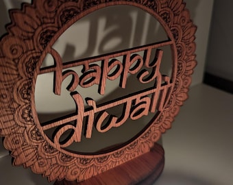 Happy Diwali Stand - Sign - Projection - Diva - Light - Decoration - Illuminate - Light - Family - Friends