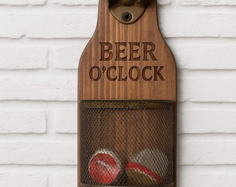 PERSONALISED Rustic Industrial Beer Bottle Opener - Metal, Wall-Mounted Decor for Home Bar, Man Cave Den
