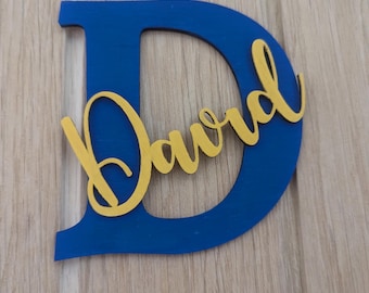 Personalised Painted Wooden Letter and Name 2-layers Painted Nursery Bedroom Gift Door/Wall Initial