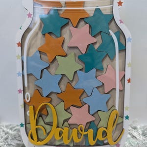 Pot de récompense personnalisé, carte du ciel pour une bonne conduite, encouragement pour les enfants, motivant, réussite, apprentissage de la propreté, étoiles en bois, cadeau