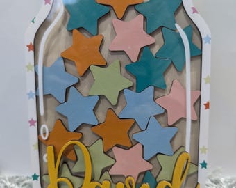 Personalised Reward Jar, Star Chart for Good Behaviour, Encouragement for Kids, Motivational, Achievement, Potty Training, Wooden Stars,Gift