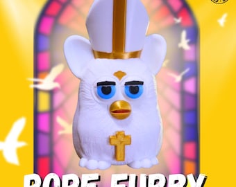 Pope Fur-B Figure | Cursed Religious Meme | 90s Nostalgia Gift | Funny 3D Print | Millennial Present | Gag Gift